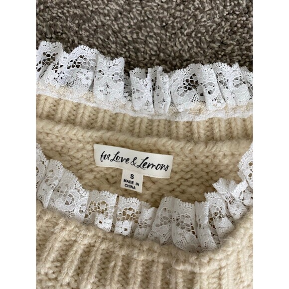 For Love & Lemons x Victoria’s Secret Milana Sweater in Ivory – Size Small - Picture 3 of 6